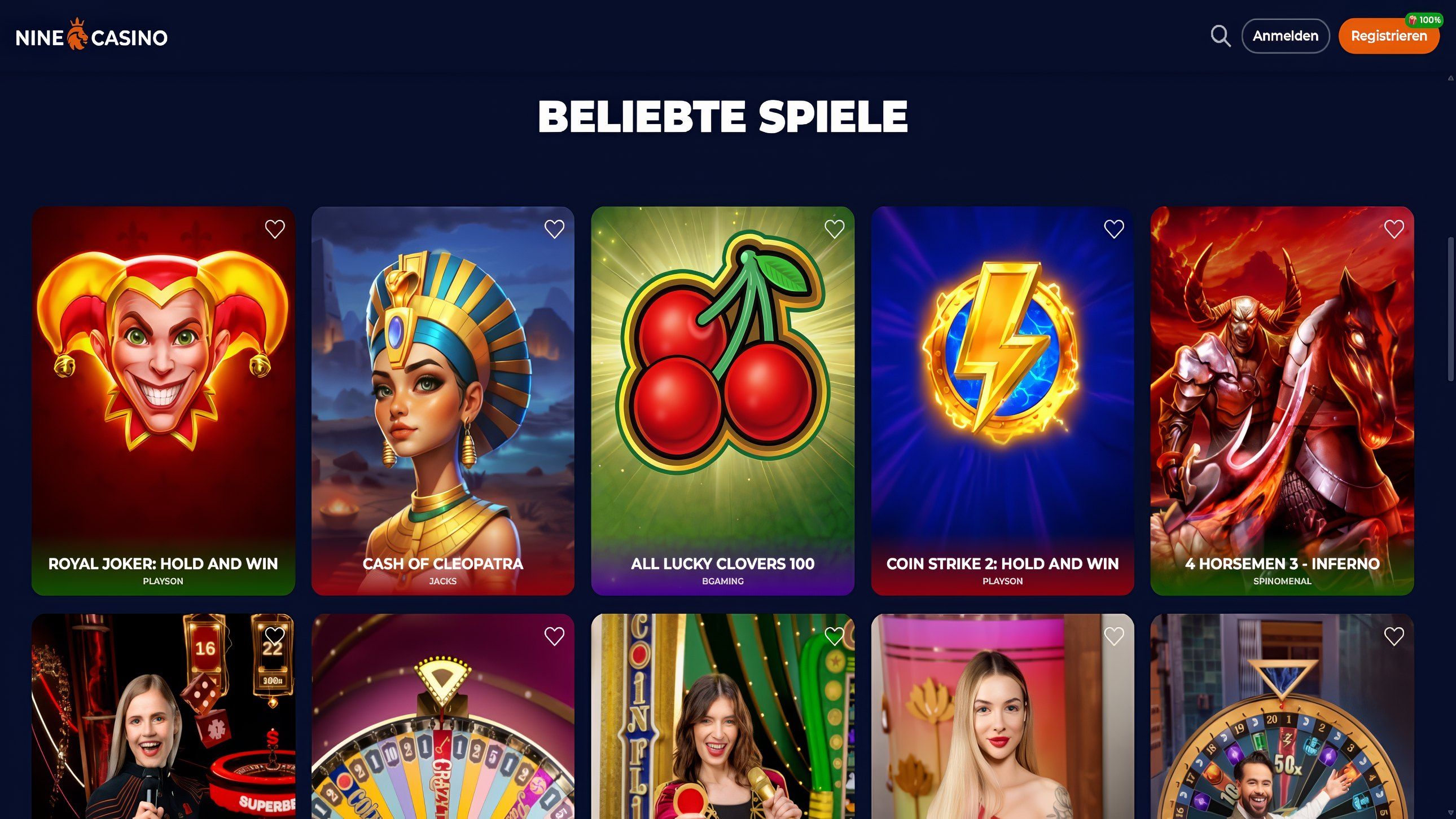 Nine Casino desktop screenshot 2